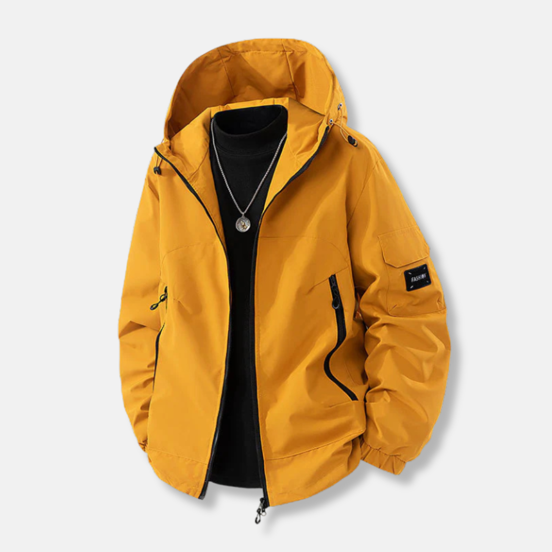 Men’s Jacket – Relaxed Fit – Hooded with Adjustable Hem – Zip Pockets – Wind Resistant