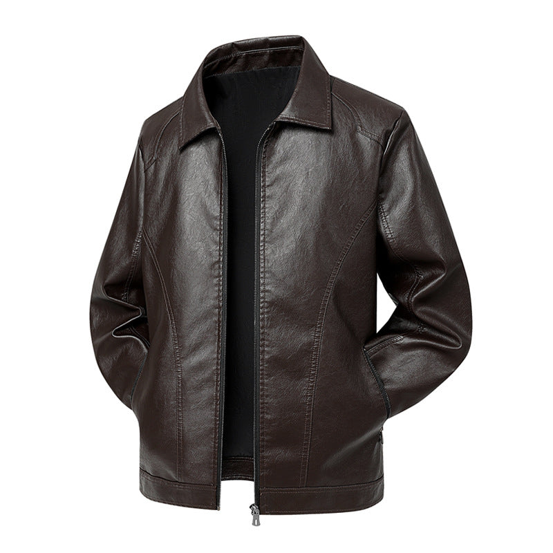 Men’s Jacket – Slim Fit – Leather Look – Zip Closure – Pointed Collar – Zipped Pockets