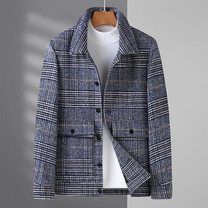 Men’s Jacket – Wool Blend – Regular Fit – Micro-Check – Button Front – Flap Pockets