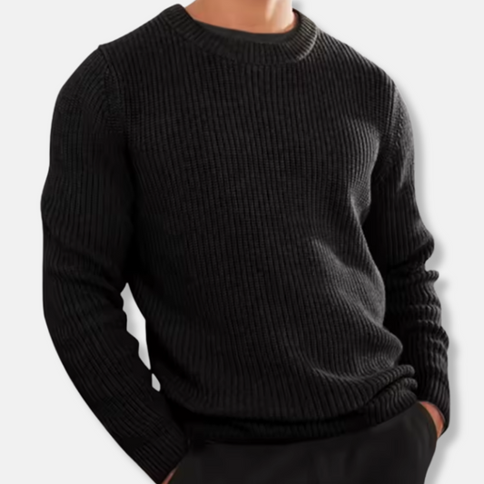 Men’s Knitted Sweater – Regular Fit – Soft Wool Blend – O-Neck Ribbed Hem Casual Pullover