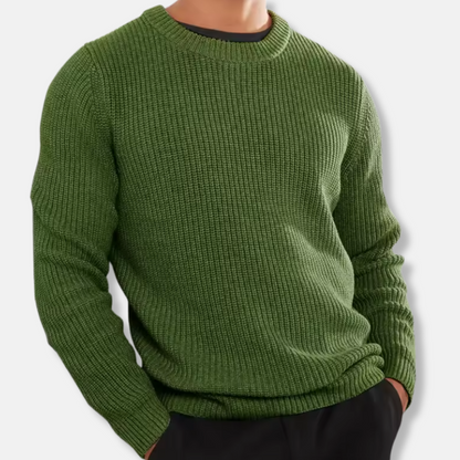 Men’s Knitted Sweater – Regular Fit – Soft Wool Blend – O-Neck Ribbed Hem Casual Pullover