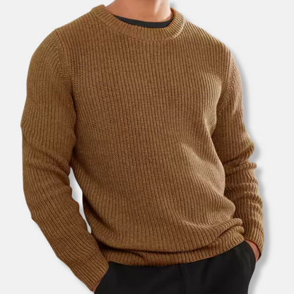 Men’s Knitted Sweater – Regular Fit – Soft Wool Blend – O-Neck Ribbed Hem Casual Pullover