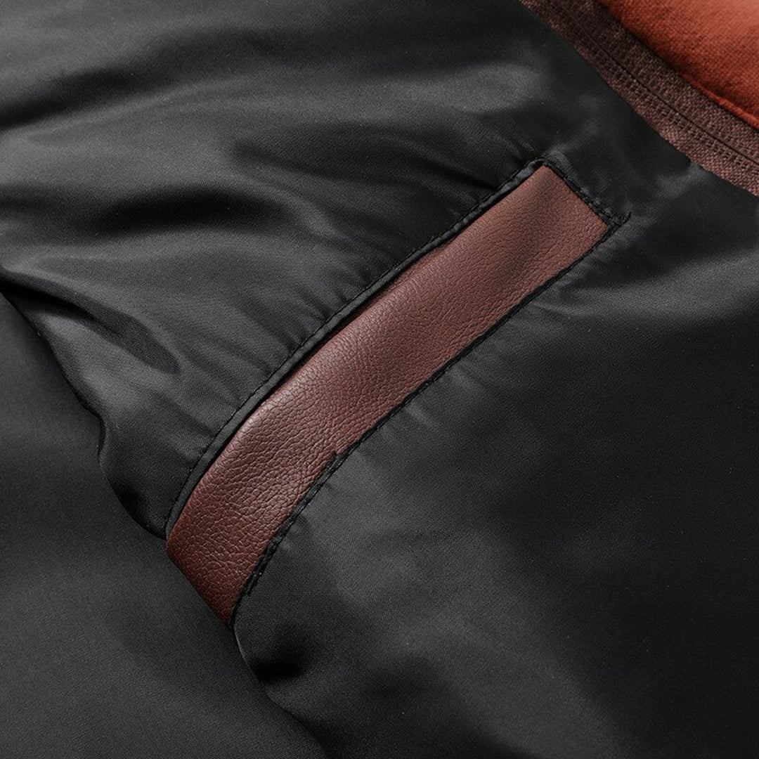 Men’s Leather Jacket – Tailored Fit – Detachable Hood – Zipper Pockets – Epaulettes