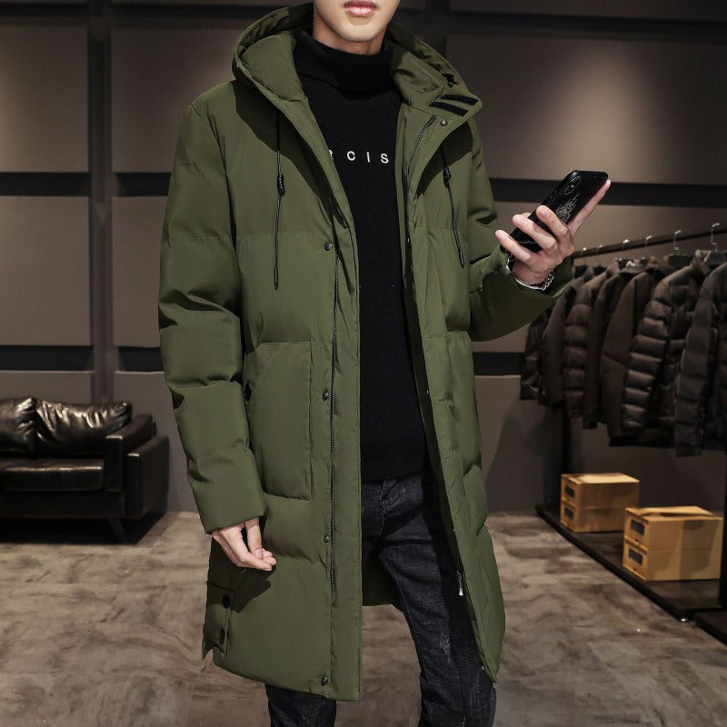 Men’s Long Coat – Quilted Insulating Fabric – Hooded – Ribbed Cuffs – Regular Fit