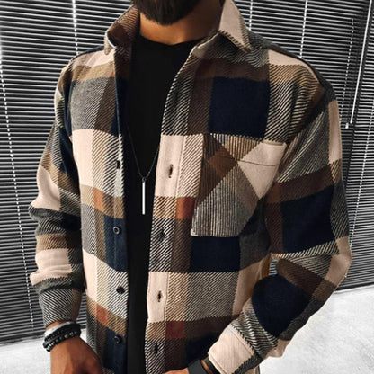 Men’s Overshirt – Relaxed Fit – Woven Texture – Button Front – Chest Pocket