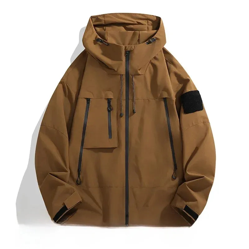 Men’s Oversized Jacket – Windproof – Hooded – Zip Pockets – Adjustable Cuffs