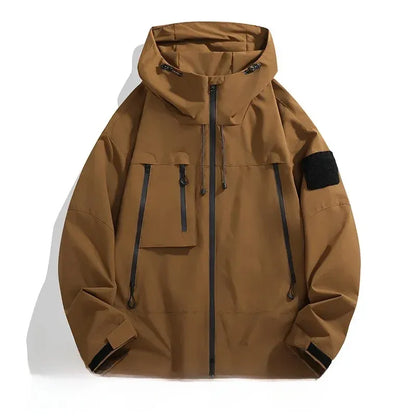 Men’s Oversized Jacket – Windproof – Hooded – Zip Pockets – Adjustable Cuffs