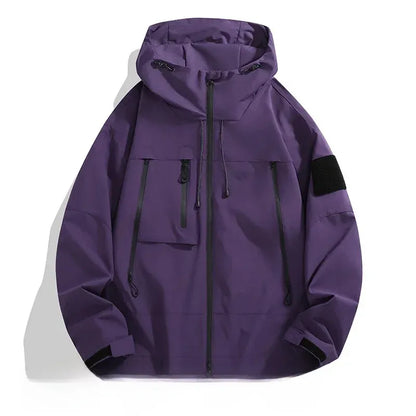 Men’s Oversized Jacket – Windproof – Hooded – Zip Pockets – Adjustable Cuffs