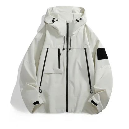 Men’s Oversized Jacket – Windproof – Hooded – Zip Pockets – Adjustable Cuffs