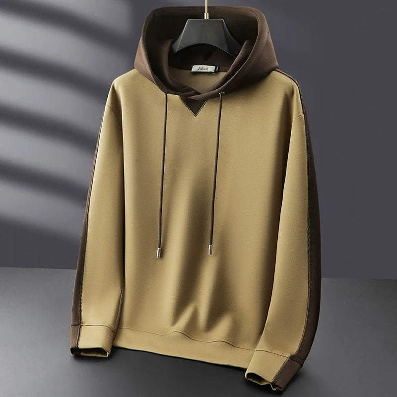 Men’s Pullover Hoodie – Relaxed Fit – Cotton Blend – Two-Tone Panels – Drawstring Hood