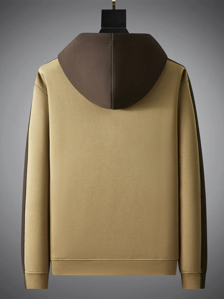 Men’s Pullover Hoodie – Relaxed Fit – Cotton Blend – Two-Tone Panels – Drawstring Hood