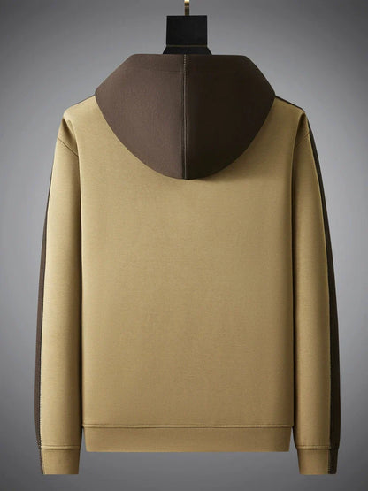 Men’s Pullover Hoodie – Relaxed Fit – Cotton Blend – Two-Tone Panels – Drawstring Hood