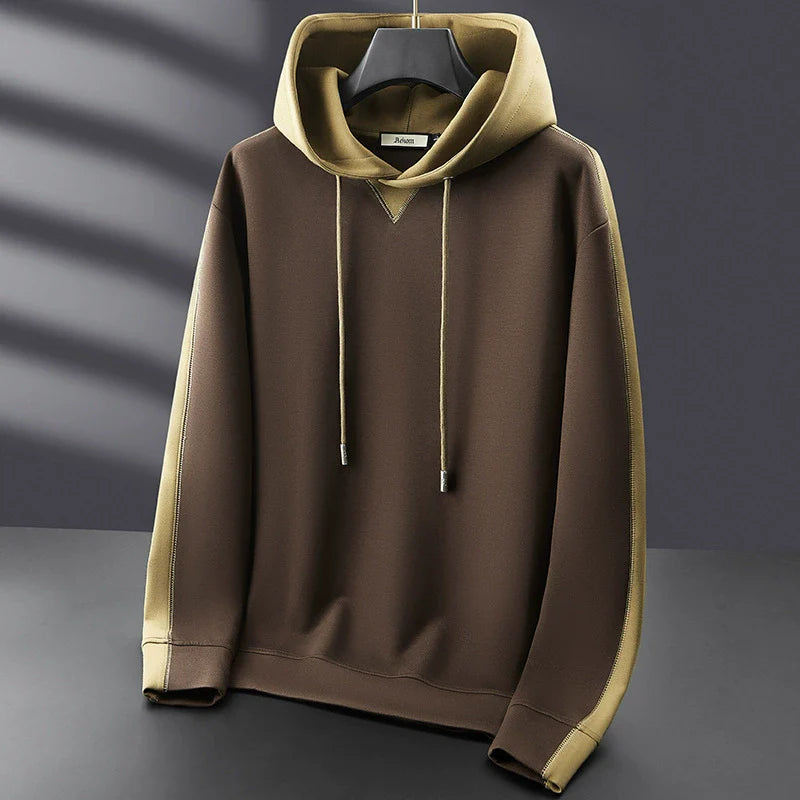 Men’s Pullover Hoodie – Relaxed Fit – Cotton Blend – Two-Tone Panels – Drawstring Hood