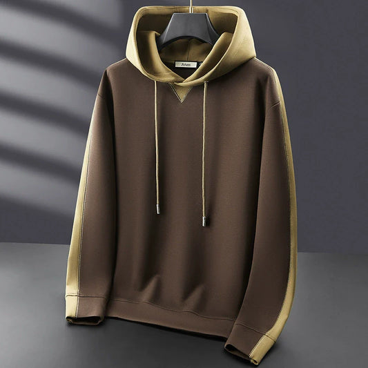 Men’s Pullover Hoodie – Relaxed Fit – Cotton Blend – Two-Tone Panels – Drawstring Hood