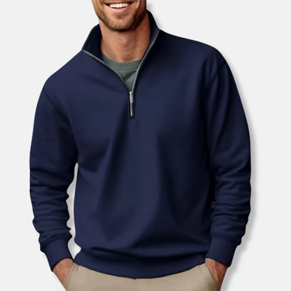 Men’s Pullover Sweatshirt – Soft Knit – Relaxed Fit – Half Zip – Ribbed Trim