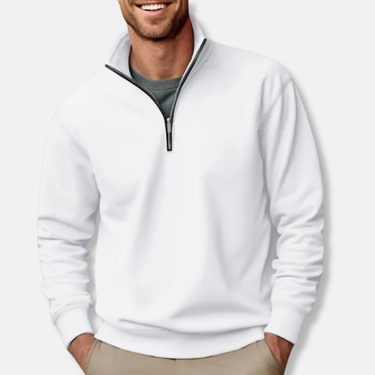 Men’s Pullover Sweatshirt – Soft Knit – Relaxed Fit – Half Zip – Ribbed Trim