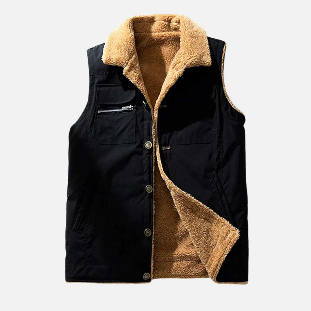 Men’s Utility Bodywarmer – Structured Fit – Sherpa Lined – High Collar – Multi Pocket