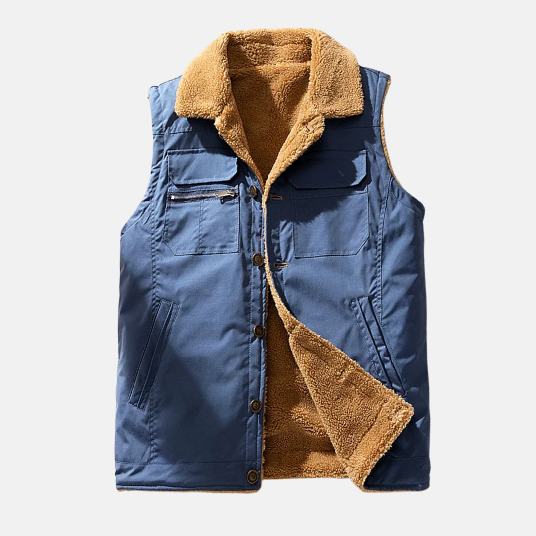 Men’s Utility Bodywarmer – Structured Fit – Sherpa Lined – High Collar – Multi Pocket