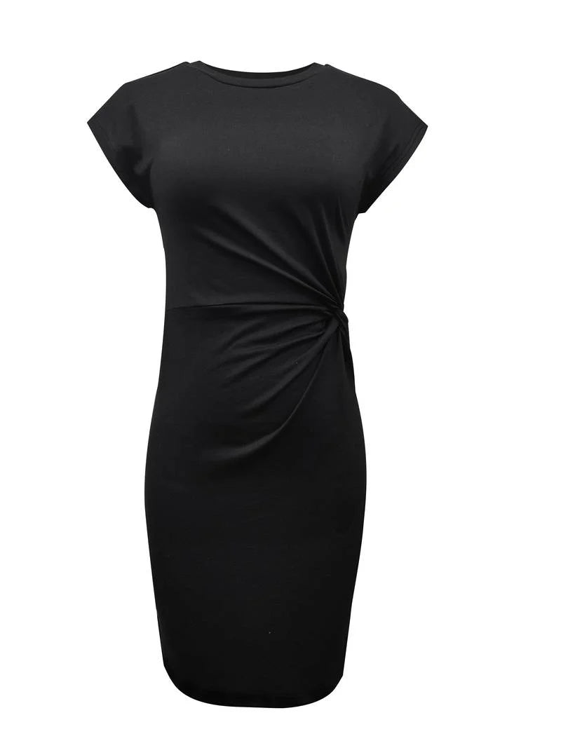 Michelle Black Midi Dress With Twisted Front