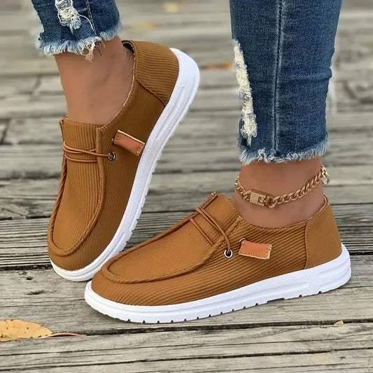 Mika Shoes | Casual Ribbed Design Rubber Sole Slip-On Shoes