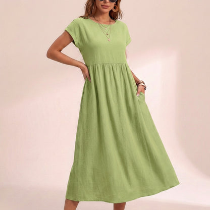 Isla Relaxed Fit Midi Dress | Boat Neck Pockets Dress