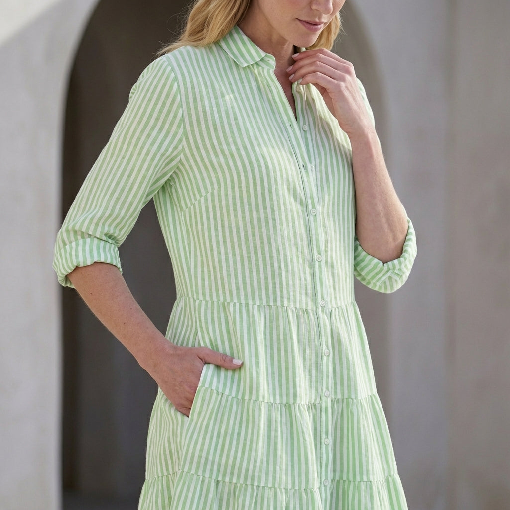 Florence Relaxed Fit Shirt Dress | Collared Above Knee Shirt Dress