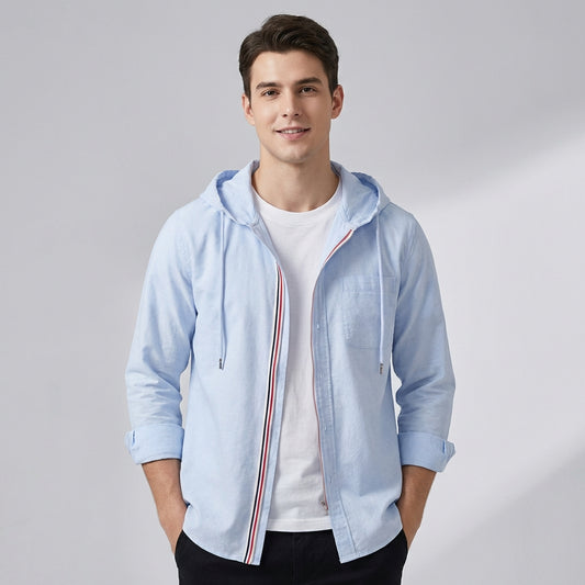 Harry Relaxed Fit Hooded Shirt | Zipper Closure Hip-Length Shirt