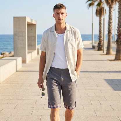 Harry Relaxed Fit Capri Shorts | Belted Plaid Trim Capri Shorts