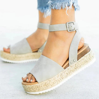 Mylene Sandals | Espadrille Sole Adjustable Ankle Strap Platform Sandals