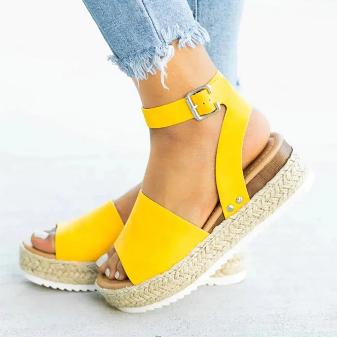 Mylene Sandals | Espadrille Sole Adjustable Ankle Strap Platform Sandals