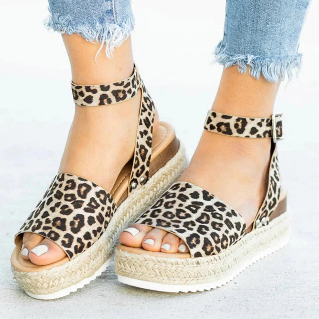 Mylene Sandals | Espadrille Sole Adjustable Ankle Strap Platform Sandals