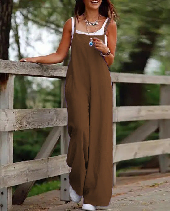 Nadia Jumpsuit | Wide-Leg Casual Overalls with Adjustable Straps