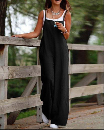 Nadia Jumpsuit | Wide-Leg Casual Overalls with Adjustable Straps