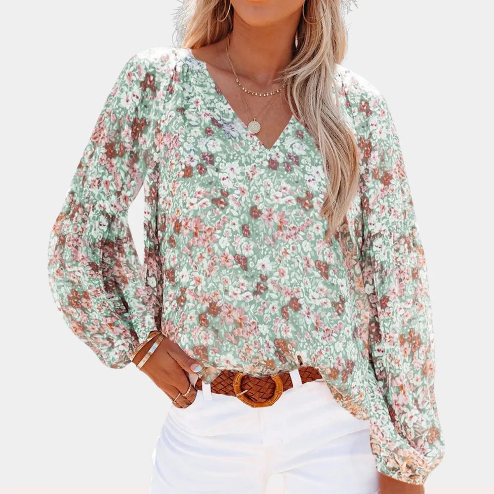 Naeva Blouse | Long Sleeve Loose Fit Floral Blouse