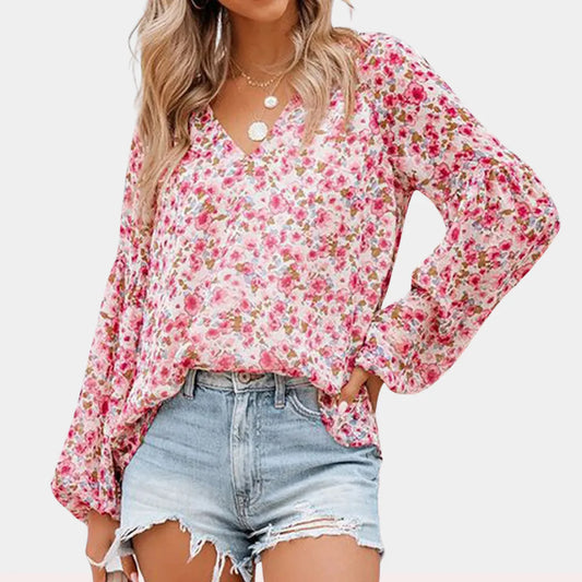 Naeva Blouse | Long Sleeve Loose Fit Floral Blouse
