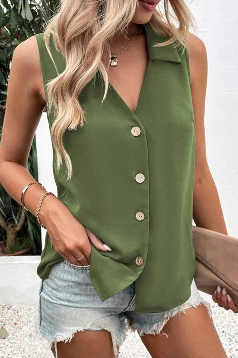 Nanette Top | Casual Button-Down Sleeveless Top