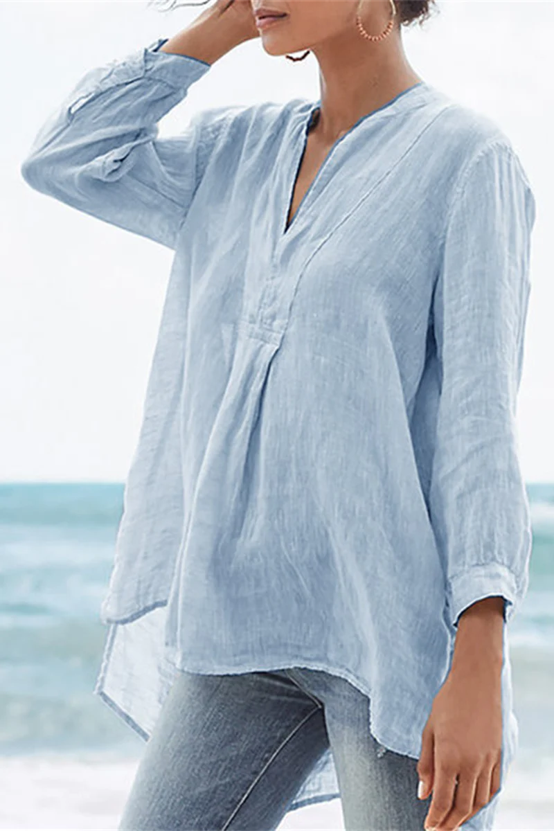 Nayeli Top | Casual Plain Long Sleeve V-Neck Top