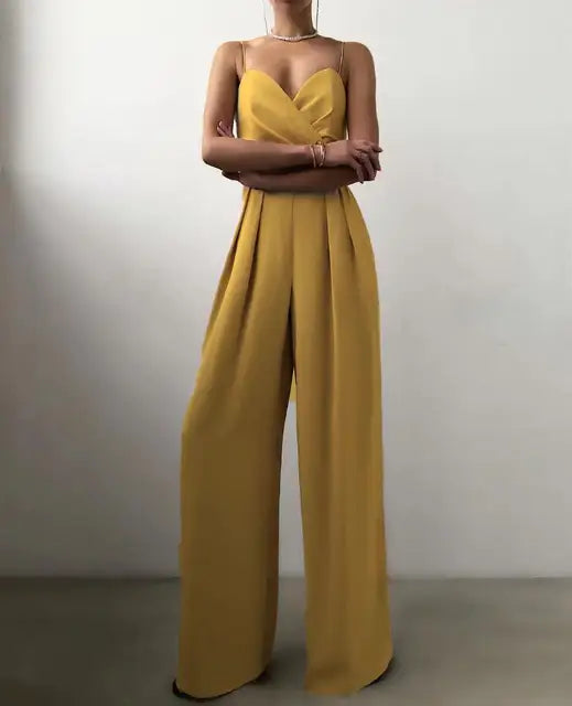 Nell Jumpsuit | Thin Strap Wide Leg Jumpsuit