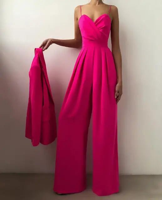 Nell Jumpsuit | Thin Strap Wide Leg Jumpsuit