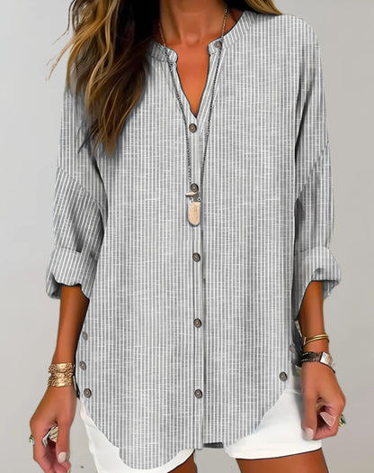 Nikole Blouse | Long Sleeve Striped Button-Down Blouse
