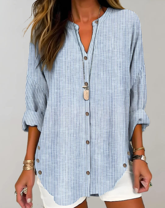 Nikole Blouse | Long Sleeve Striped Button-Down Blouse