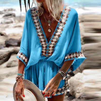Nikoleta Jumpsuit | Loose V-Neck Short Jumpsuit