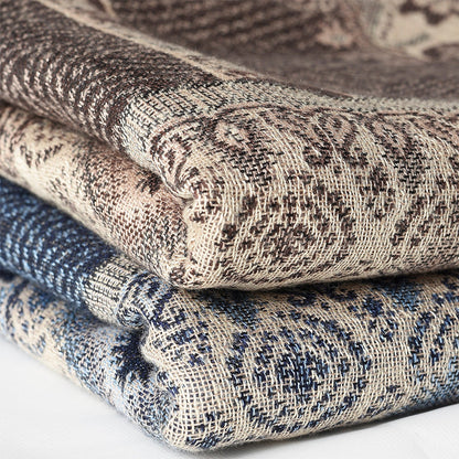 Amelia Draped Scarf | Jacquard Pattern Fringed Edges Scarf