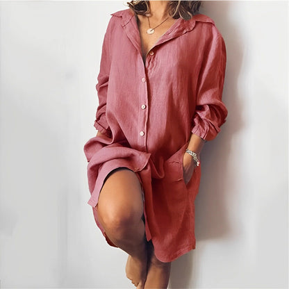 Noralie Long Sleeve Button Down Shirt Dress