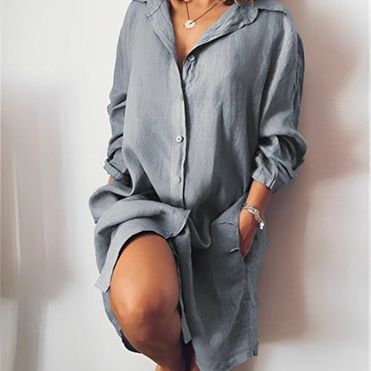 Noralie Long Sleeve Button Down Shirt Dress
