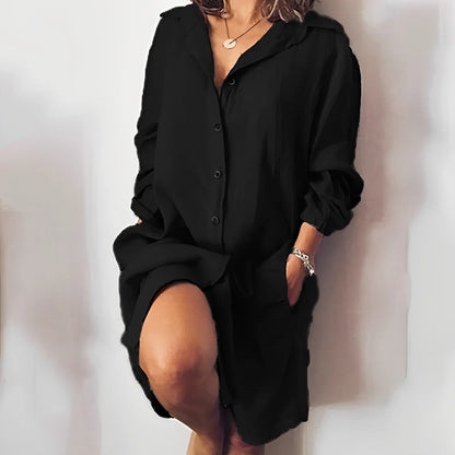Noralie Long Sleeve Button Down Shirt Dress
