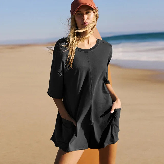 Noralyn Romper | Oversized Soft Cotton Blend Romper