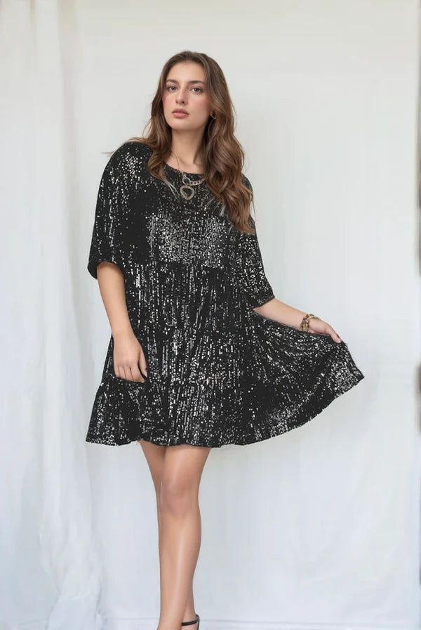 Nova Loose-fit Comfy Sequins Baby Doll Dress