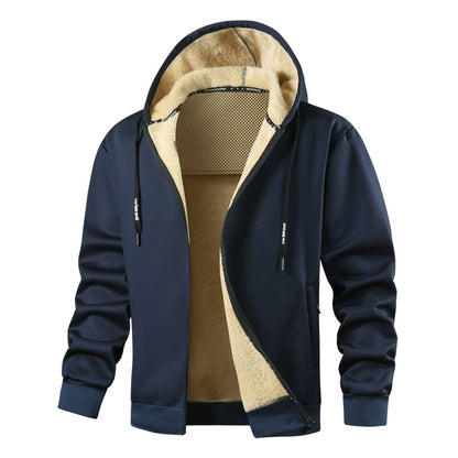 Men’s Hoodie Jacket – Sherpa Lined – Regular Fit – Full Zip – Ribbed Cuffs & Hem