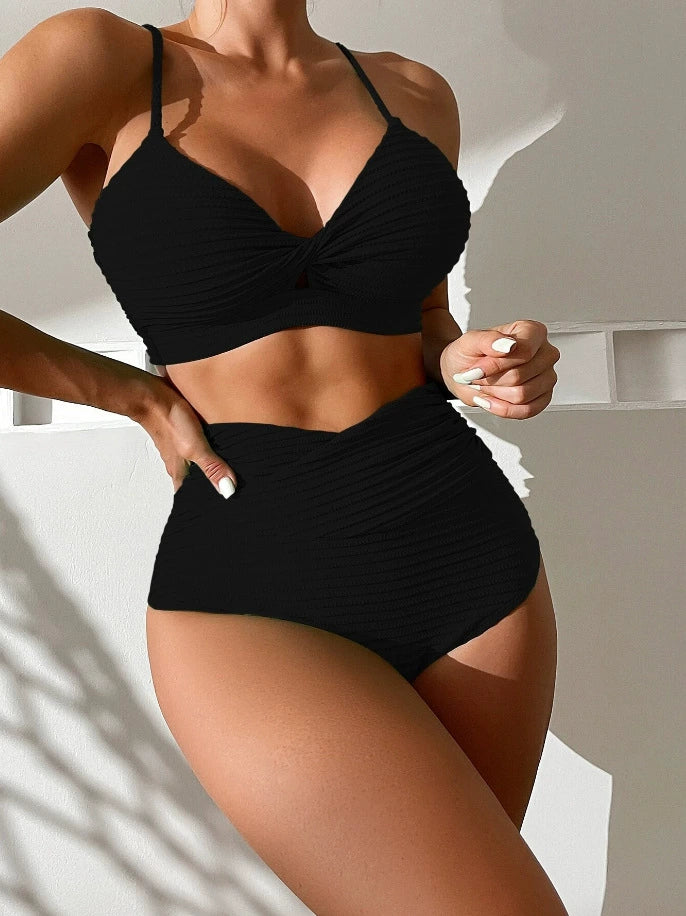 Pauleta Bikini Set | High-Waisted Bottoms & Twisted Front Top